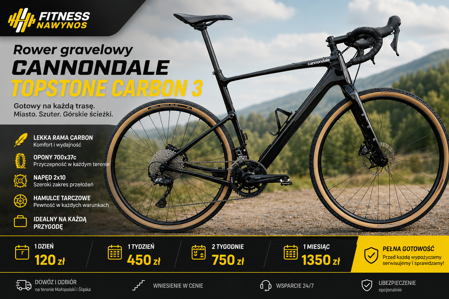 Rower Gravelowy Cannondale Topstone 2023 wynajem